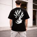 Unisex Oversized Anime Dragon T-Shirt Graphic Printed Black Cotton Streetwear