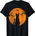 Vintage Scary Christmas Cat Costume Retro Cat Moon Black Cat T-Shirt