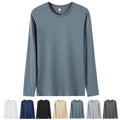 Mens Solid Color Pullover T Shirt with Long Sleeves for Year Round Use