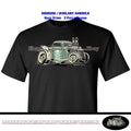 Rat Rod Retro Bones Brigade Pickup Truck Cartoon Car Art Graphic Black T Shirt