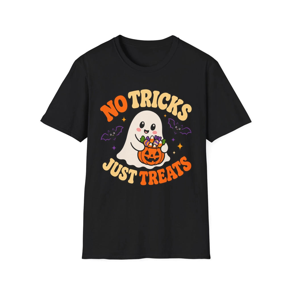 No Tricks Just Treats Cute Ghost Funny Halloween Pumpkin Seasonal Graphic Shirt