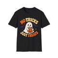 No Tricks Just Treats Cute Ghost Funny Halloween Pumpkin Seasonal Graphic Shirt