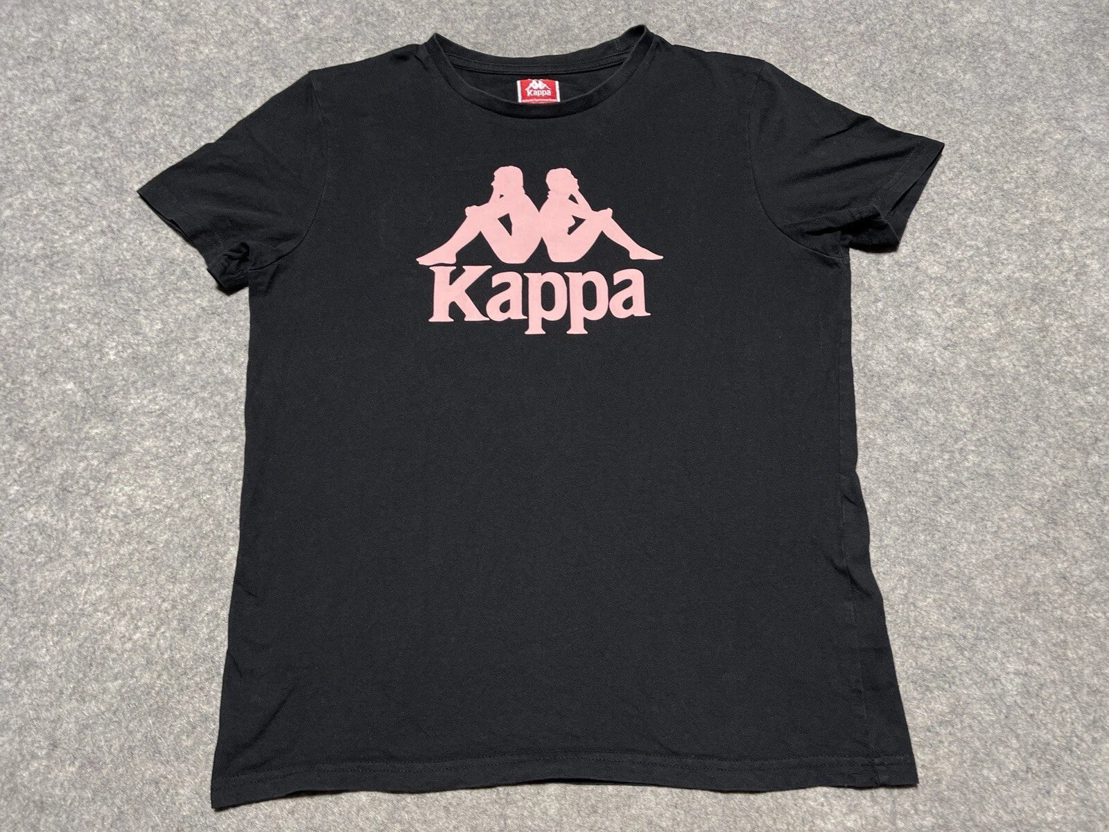 Kappa Black with Pink Logo Medium Street wear Shirt Authentic Sportswear
