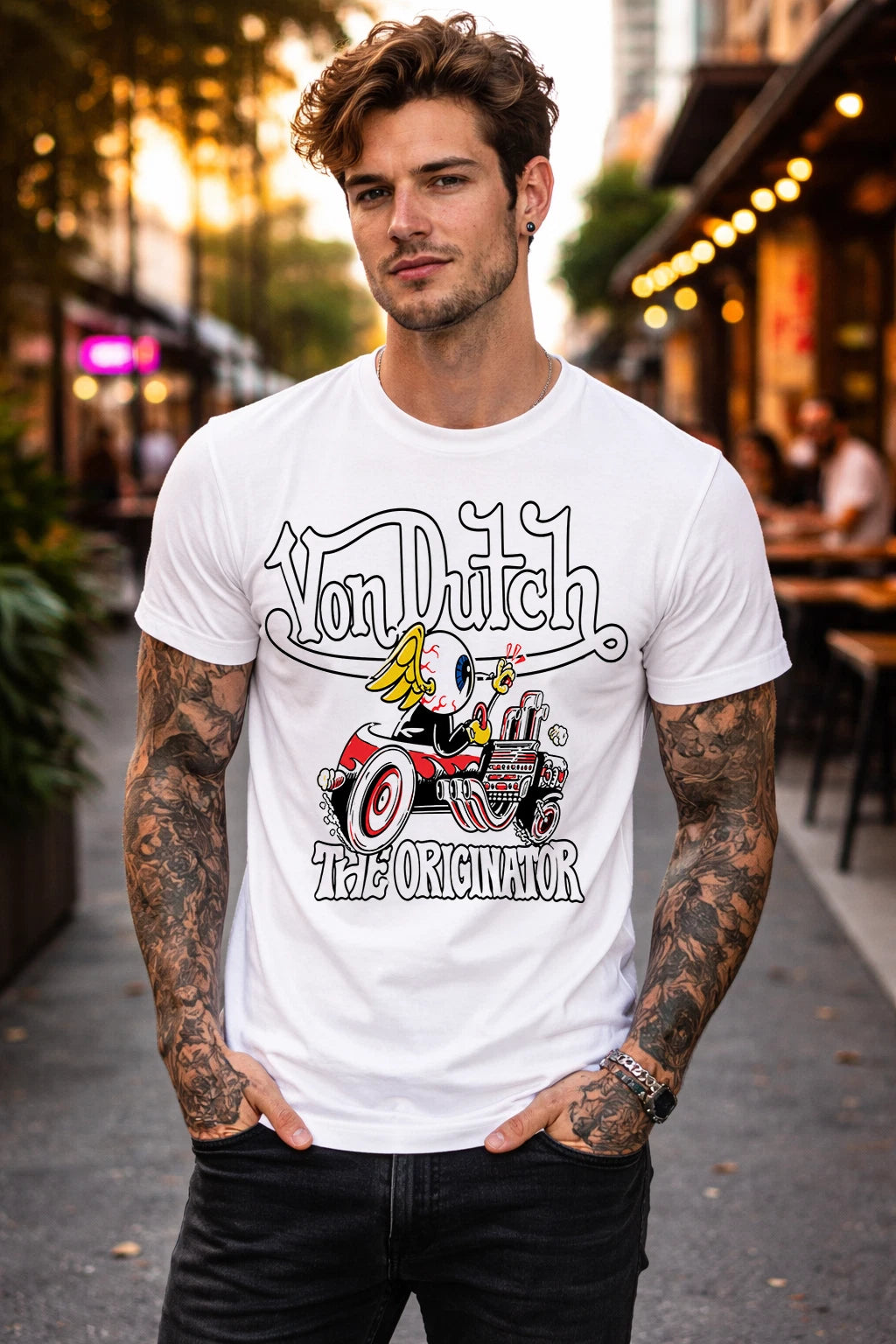 Von Dutch T-Shirt Legendary Gas Oil Graphic Tee Vintage Style Biker Streetwear