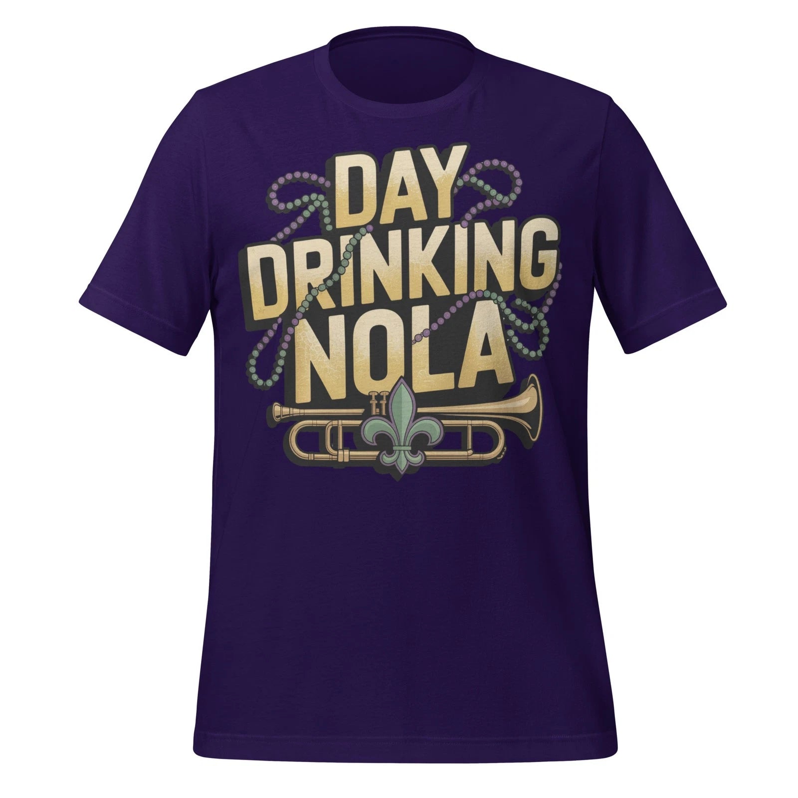 Day Drinking NOLA T-Shirt Mardi Gras New Orleans Jazz Beads Party Shirt Tee