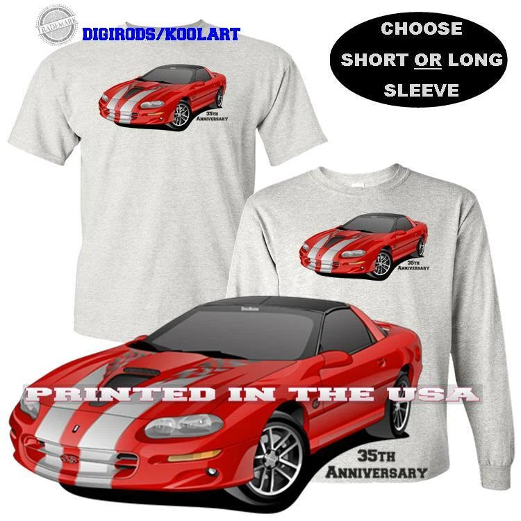 Chevrolet Chevy Camaro Red 2002 35th Anniversary DigiRods Cartoon Car T Shirt