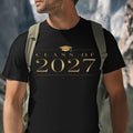 Class of 2027 Shirt, Gold Senior Graduation Tee, Elegant Black Graduate Shirt
