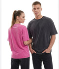 Unisex Acid Washed Oversized Cotton T-Shirt Vintage Style Crewneck Tee XS-2XL