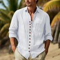 Men's Solid Shirt Casual Slim Shirts Long Sleeve Button Down Tops Blouse