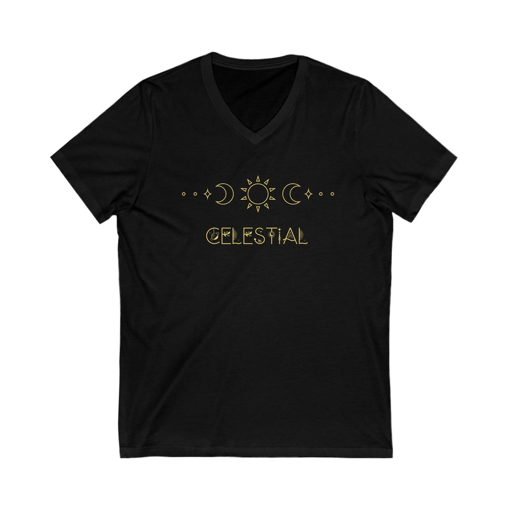 Celestial Boho T-Shirt, Sun Moon Stars Tee, V-Neck Shirt, Graphic Tee, Hippie