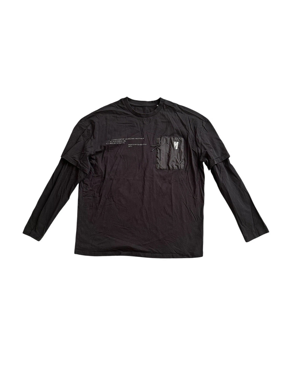 Mavi Men’s Large Layered Long Sleeve T-Shirt Black Cotton