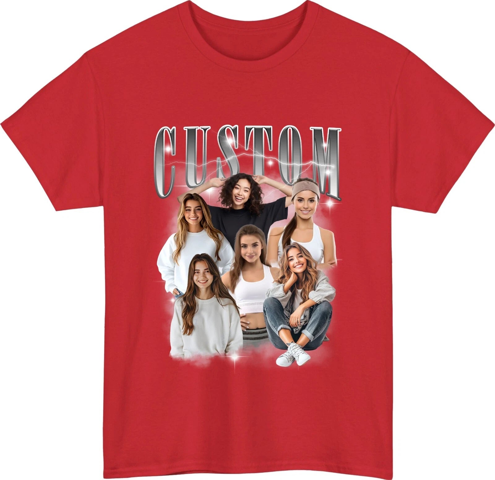 Personalised Bootleg T-Shirt – Retro Custom Rap with Name & Photos Gift Tee Top