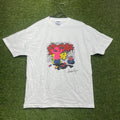 Shadow Boy Shirt Mens XL White Graffiti Spray Paint Street Art Graphic Tee y2k