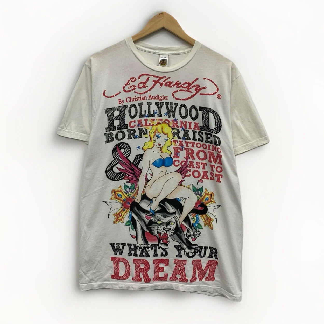 Don Ed Hardy AOP Graphic Design Tshirt Y2K Medium Street Wear Christian Audigier