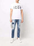 $489 Designer DSQUARED2 Men's Large D&G Logo ICON Print Tee T-shirt L