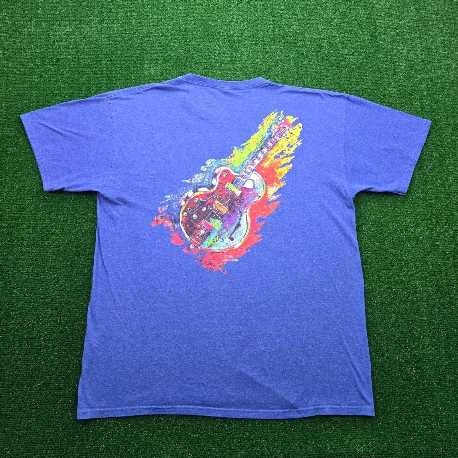 Leoma Lovegrove Tshirt Mens Large Blue Guitar Art Wearable Art Graphic Tee