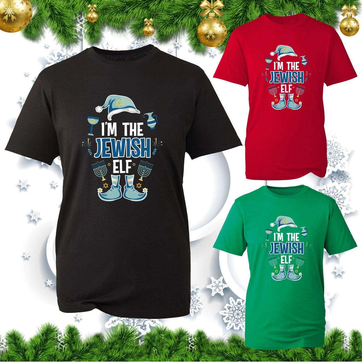 I'm The Jewish Elf T-Shirt Happy Chrismukkah Christmas Hanukkah Xmas Jewish Top