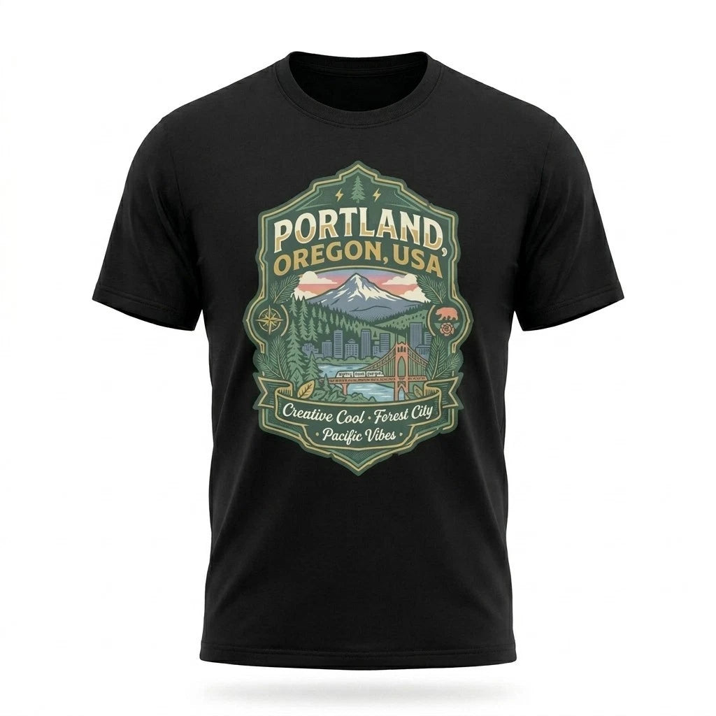 Portland Oregon Creative City Graphic T-Shirt Unisex Travel Tee