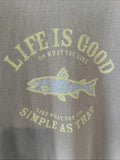 Life Is Good  Gray Fish Simple as that t Shirt Mens lg