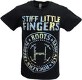 Mens Black Official Stiff Little Fingers Roots, Radicals, Rockers T Shirt