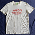 Diesel White Logo Print M T-Shirt Simple Elegant Casual Japan