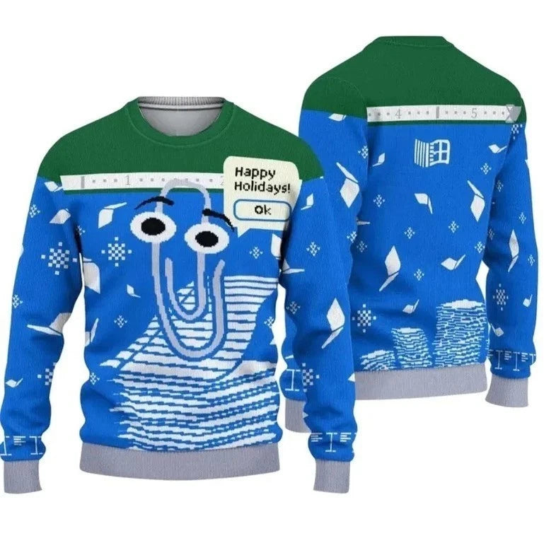 Windows Christmas Ugly Sweater, Clippy Happy Holidays Xmas Shirt