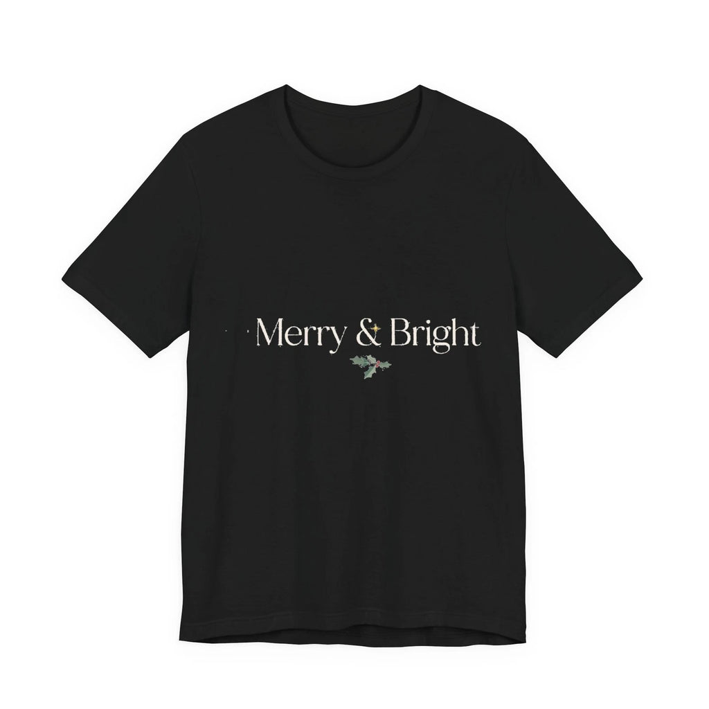 Merry And Bright T-Shirt Minimalist Christmas Holiday Cute Gift Tee