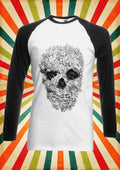 Skull Flower Retro Floral Cool Men Women Long Short Sleeve Baseball T Shirt 315