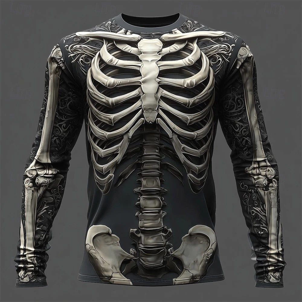 Mens Funny Skeleton Skull HALLOWEEN 3D Printed T-Shirt Cosplay Costume party