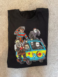 Horror Mystery Machine themed T-shirt. Printed T-shirt. Spooky season. New.