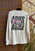 Aries Aries Graphic Print Logo White Long Sleeve T-Shirt Sz L
