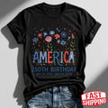 Women's USA 250th Birthday 1776–2026 Floral Butterfly Patriotic T-Shirt
