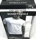Kenneth Cole Men's V-Neck T-Shirt Sz Small Classic Fit 100% Cotton White 3-Pk