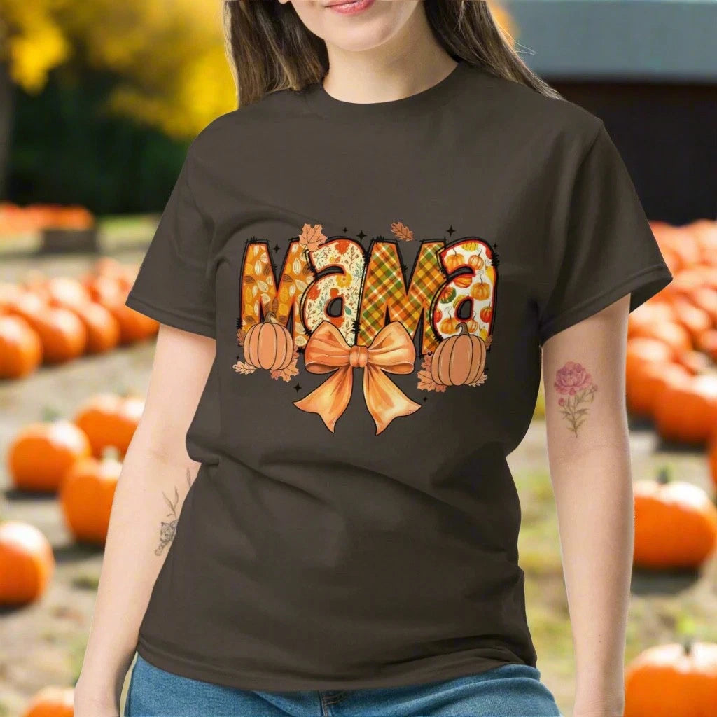 Fall Mama T-Shirt – Cute Autumn Vibes Graphic Tee for Moms, Pumpkin Spice & Cozy