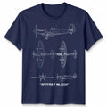 Fighter Aircraft Unisex T Shirt Technical Drawing Blueprint WW2 Graphic Top