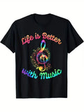 Life Is Better With Music Notes Symbol Tie Dye Musician T-Shirt