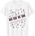 Retro Piano Keyboard Music Notes 80s Vibe T-Shirt