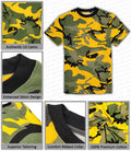 Camo T Shirt Mens Army Military Yellow Camouflage Summer Short Sleeve Combat Top