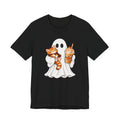 Ghost Cat Tee, Garment-Dyed Cotton, Relaxed Fit Halloween Shirt, Cat lover Gift