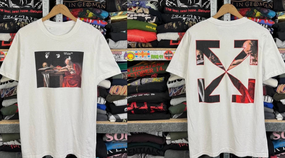 Off-White Caravaggio Arrows White T-Shirt Men Women Streetwear Tee Reprint S-5XL