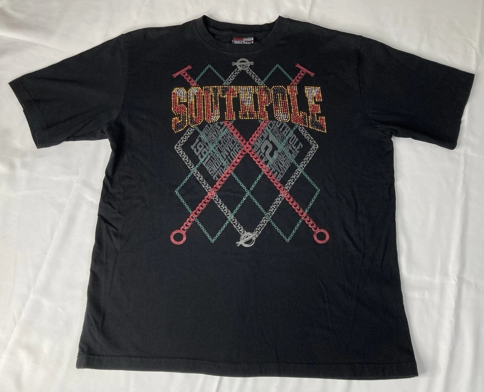 Southpole T Shirt Mens 2XL XXL Tee Y2K Street wear 2000s Bedazzled Black Hip Hop
