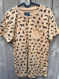 Creative Destruction Dog Print Yellow Pocket T-Shirt - Men's Sz M