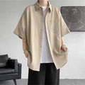 Men's Baggy Shirt Casual Shirts Short Sleeve Button Down Tops Blouse