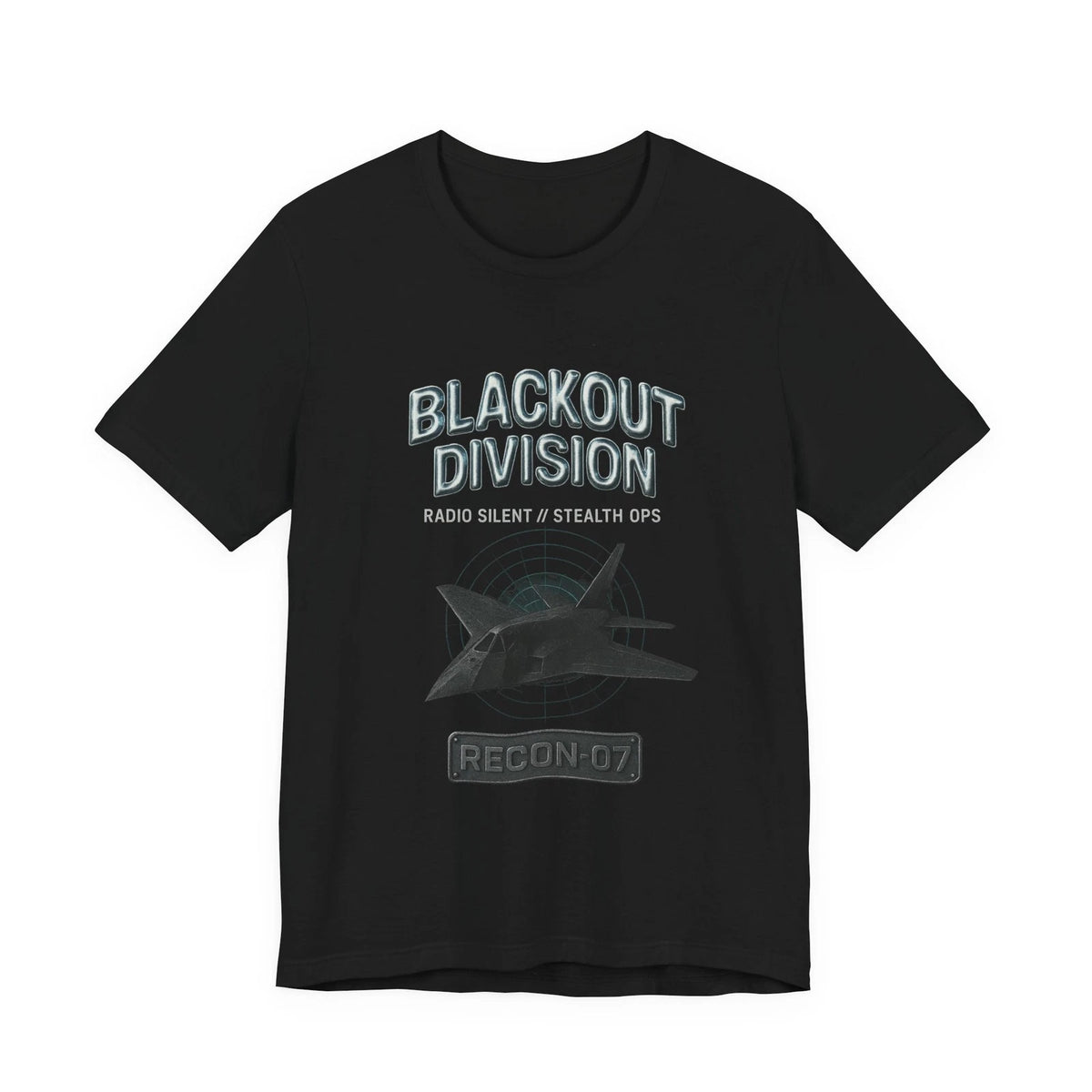 Blackout Division Stealth Ops Y2K Chrome Distressed Graphic Tee
