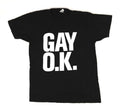 NEW MENS TRENDY ORGINALS CLASSIC BLACK GAY O.K. SHORT SLEEVE TEE - SHIRT SMALL