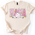 Mama Spooky Ghost Pink Checkered Retro Halloween Unisex T-Shirt