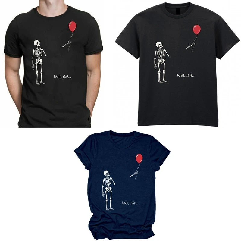 Funny Skeleton Lost Balloon Mens T Shirt Halloween Dark Humor Tee Unisex Gift