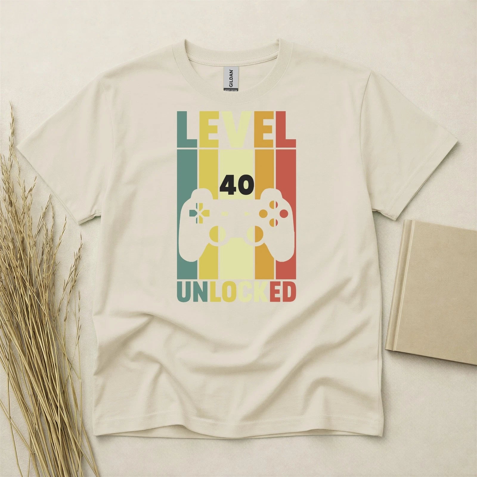 Level 40 Unlocked 40th Birthday T Shirt Custom Year Gift Gildan Heavy Cotton Tee