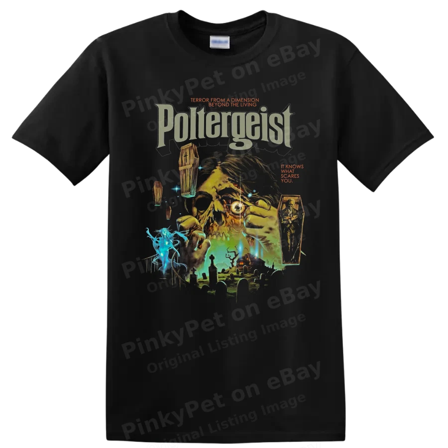 Poltergeist Horror Movie T Shirt Haunted House Coffin Ghost Graveyard Cemetery