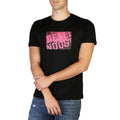 Diesel Men's T-Shirt Crew Neck Logo Print Black A02070